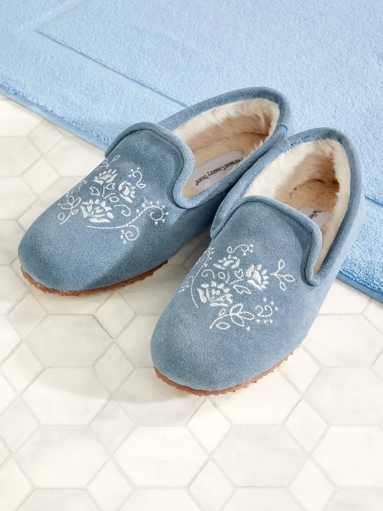 Women's Embroidered Suede Ballet Slippers