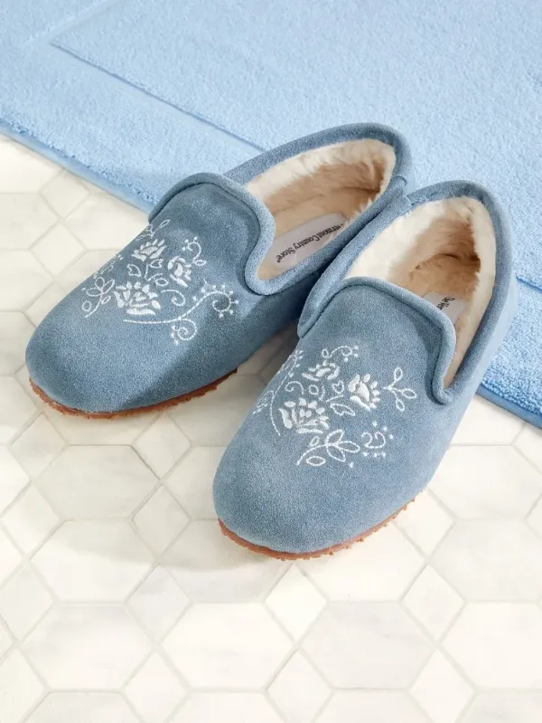 Women's Embroidered Suede Ballet Slippers