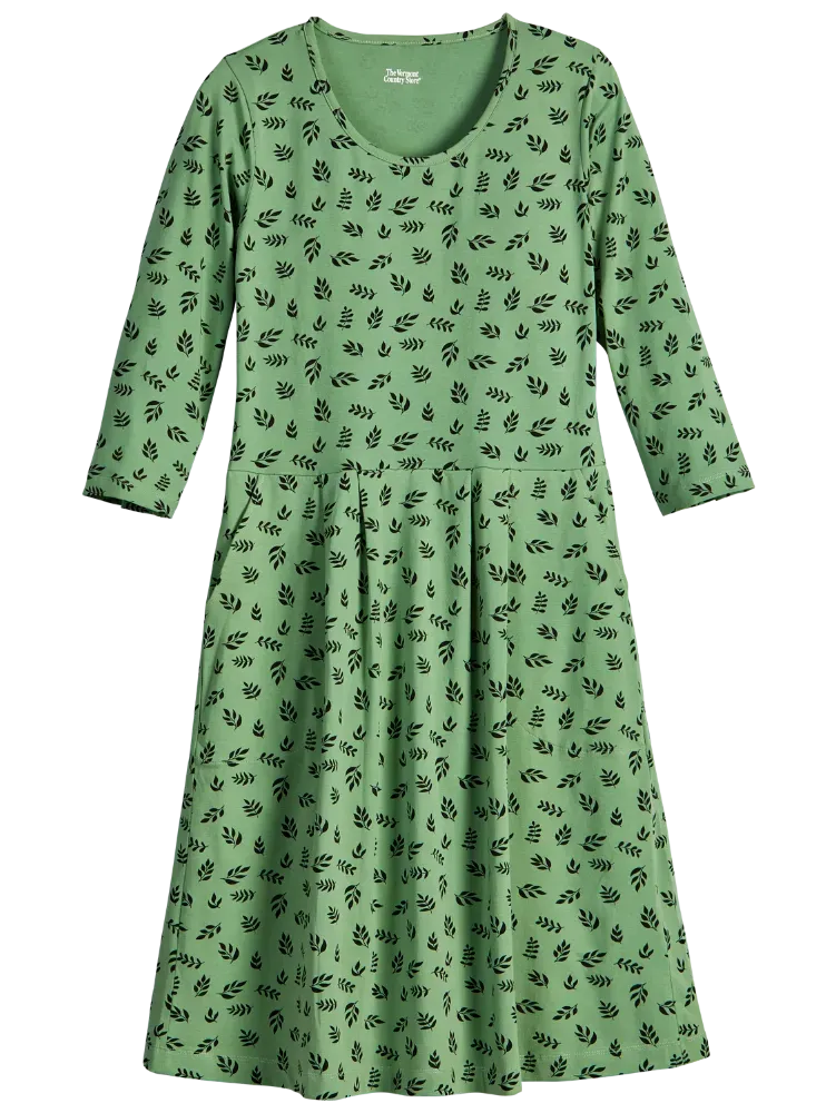 Floral Blossoms Print Pleated Knit Dress