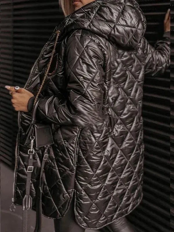 Winter Hooded Zipper Warm Padded Jacket for Women