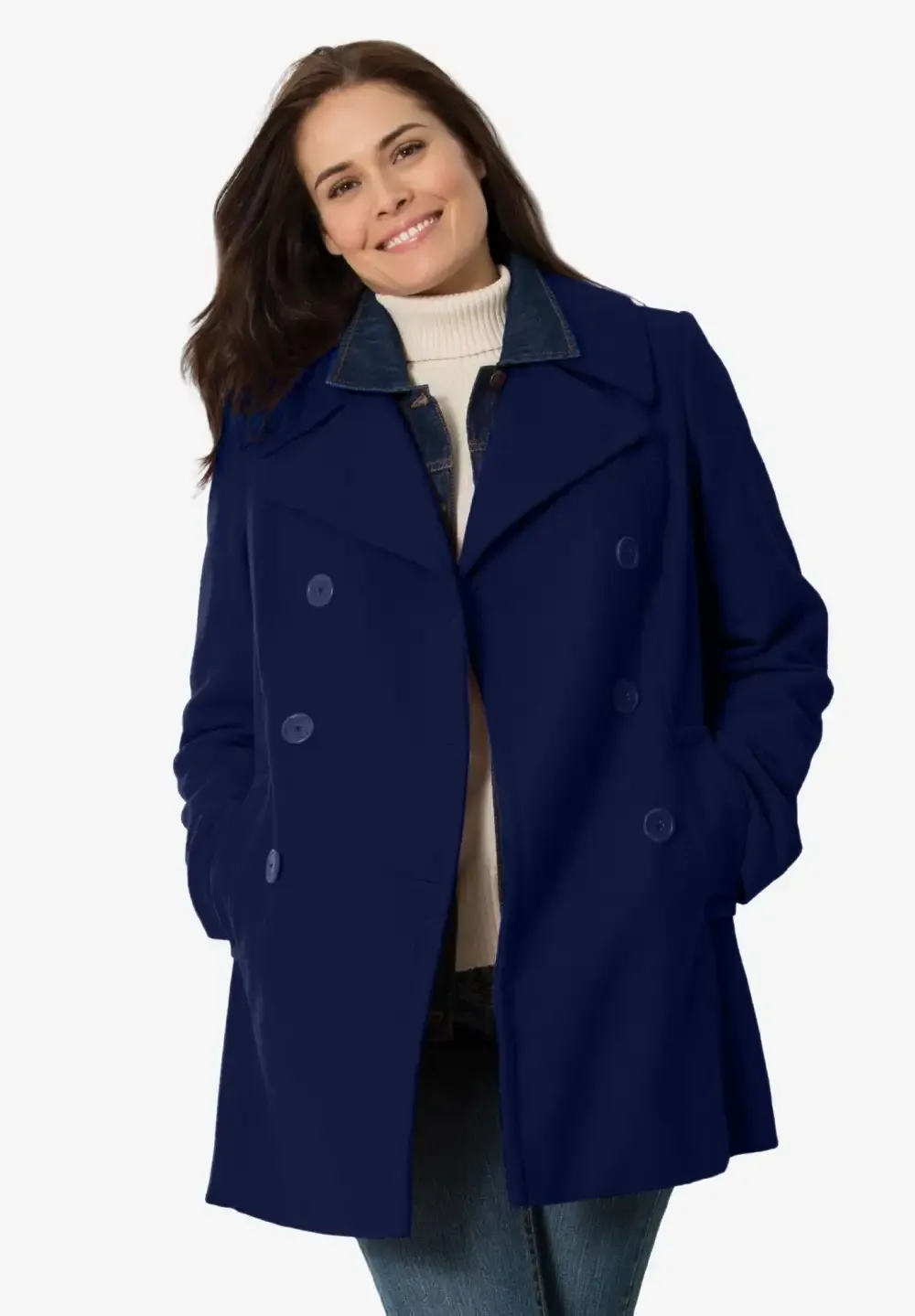 Wool-Blend Double-Breasted Peacoat