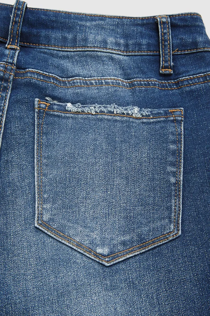 Wash Raw Hem Mid Rise Skinny Jeans