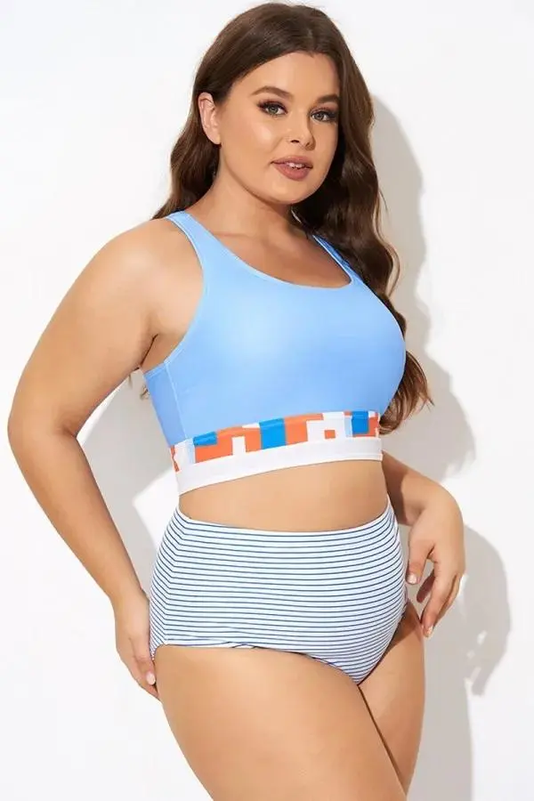Multi-color Round Neck Racerback Bikini Top