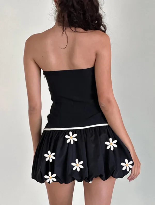 Puffball Mini Dress In Black