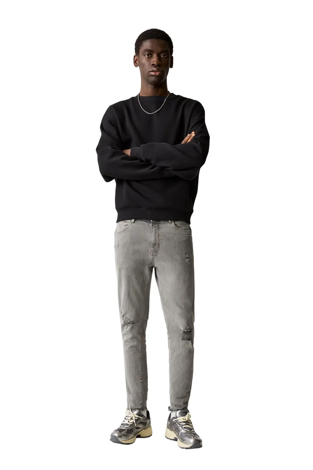 Ripped carrot fit jeans