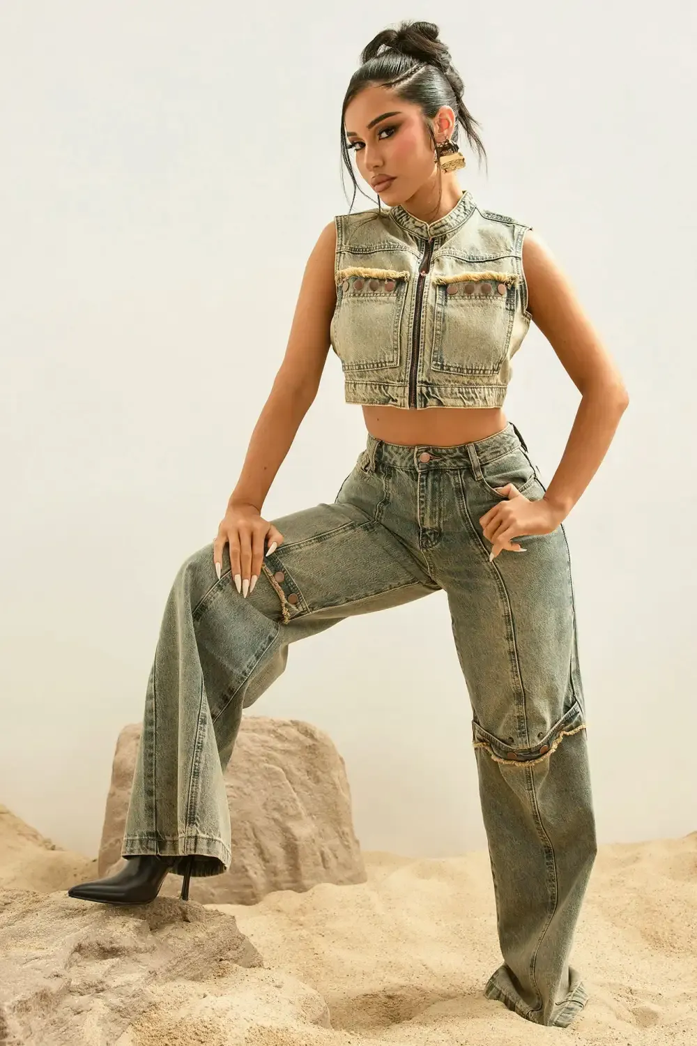All Too Well Tinted Wide Leg Jeans - Vintage Wash
