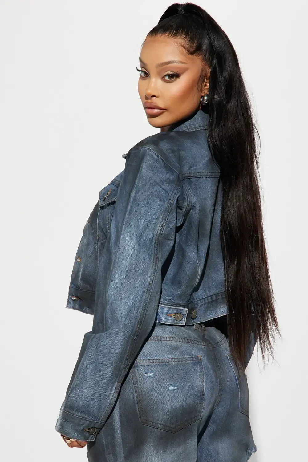 Kensington Crop Denim Jacket - Blue/Black