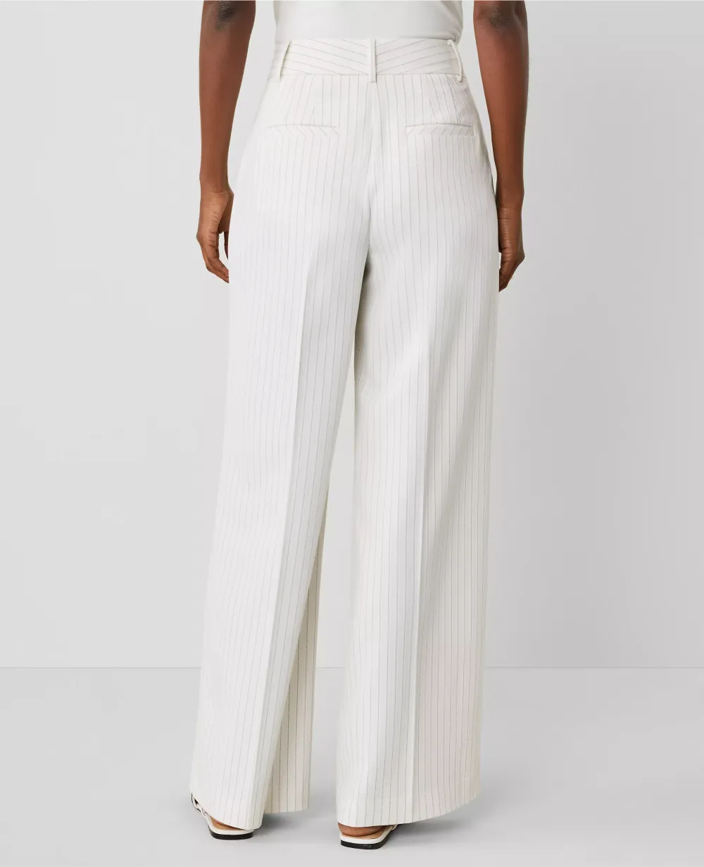 The Pleated Wide-Leg Pant in Pinstripe