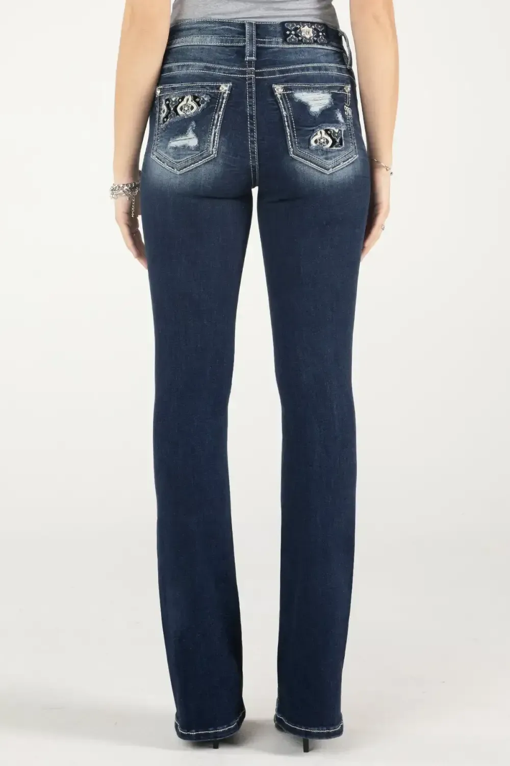 Sparkling Starry Night Patch Bootcut Jeans
