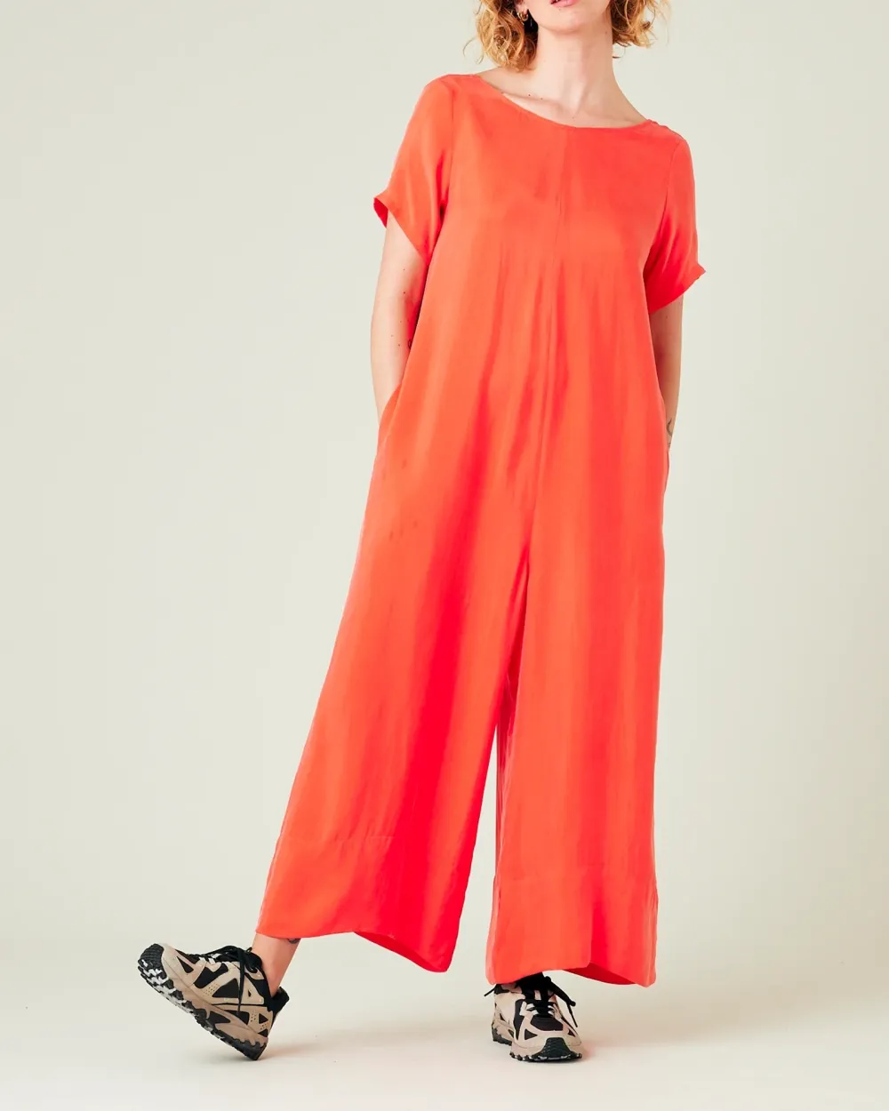 CORAL CUPRO JUMPSUIT