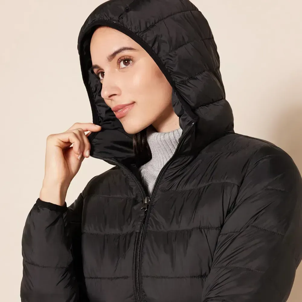 Women's Lightweight Water-Resistant Hooded Puffer Coat (Available in Plus Size)