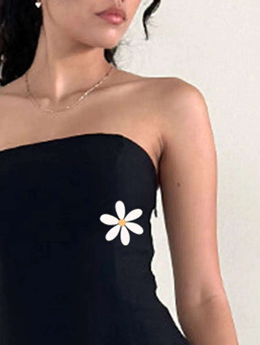 Puffball Mini Dress In Black