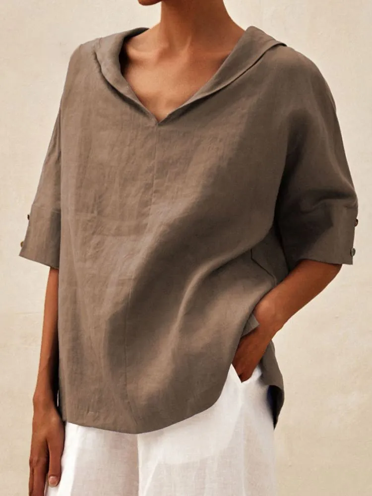 Women's Casual Linen V-Neck Shirt