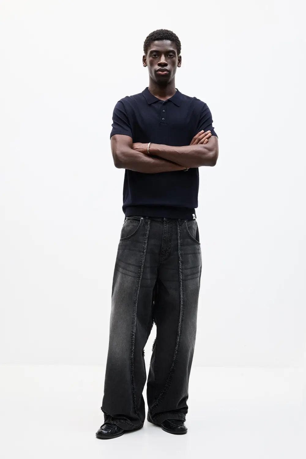 Short sleeve knit polo shirt