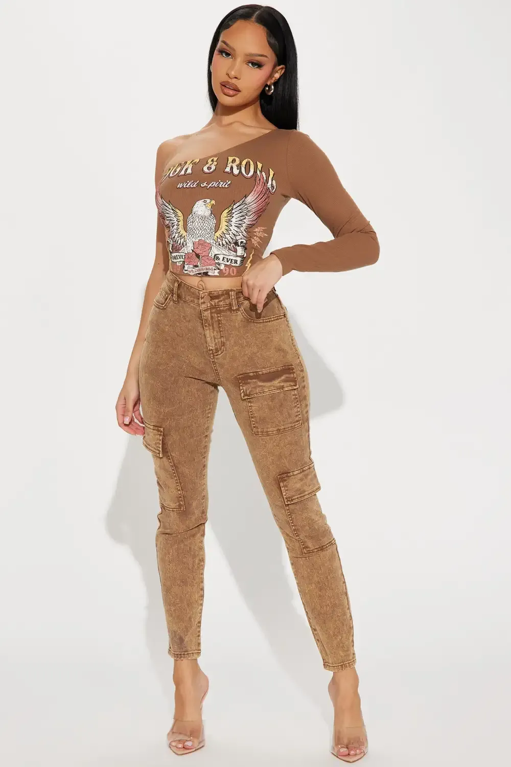 Kalahari Stretch Cargo Skinny Jeans - Brown