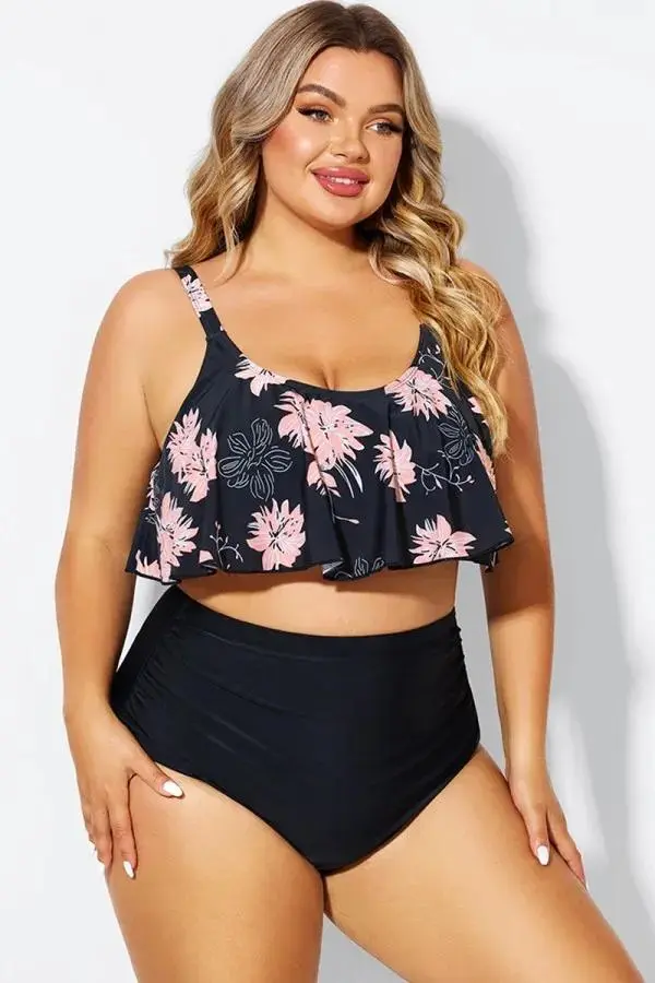 Floral Print Sexy Scoop Neck Bikini Top