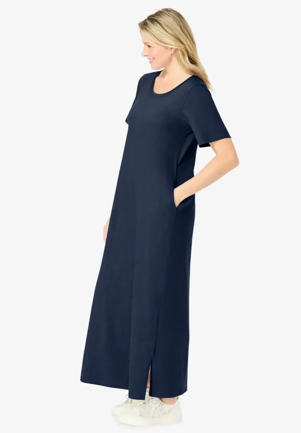 Perfect Short-Sleeve Scoopneck Maxi Tee Dress