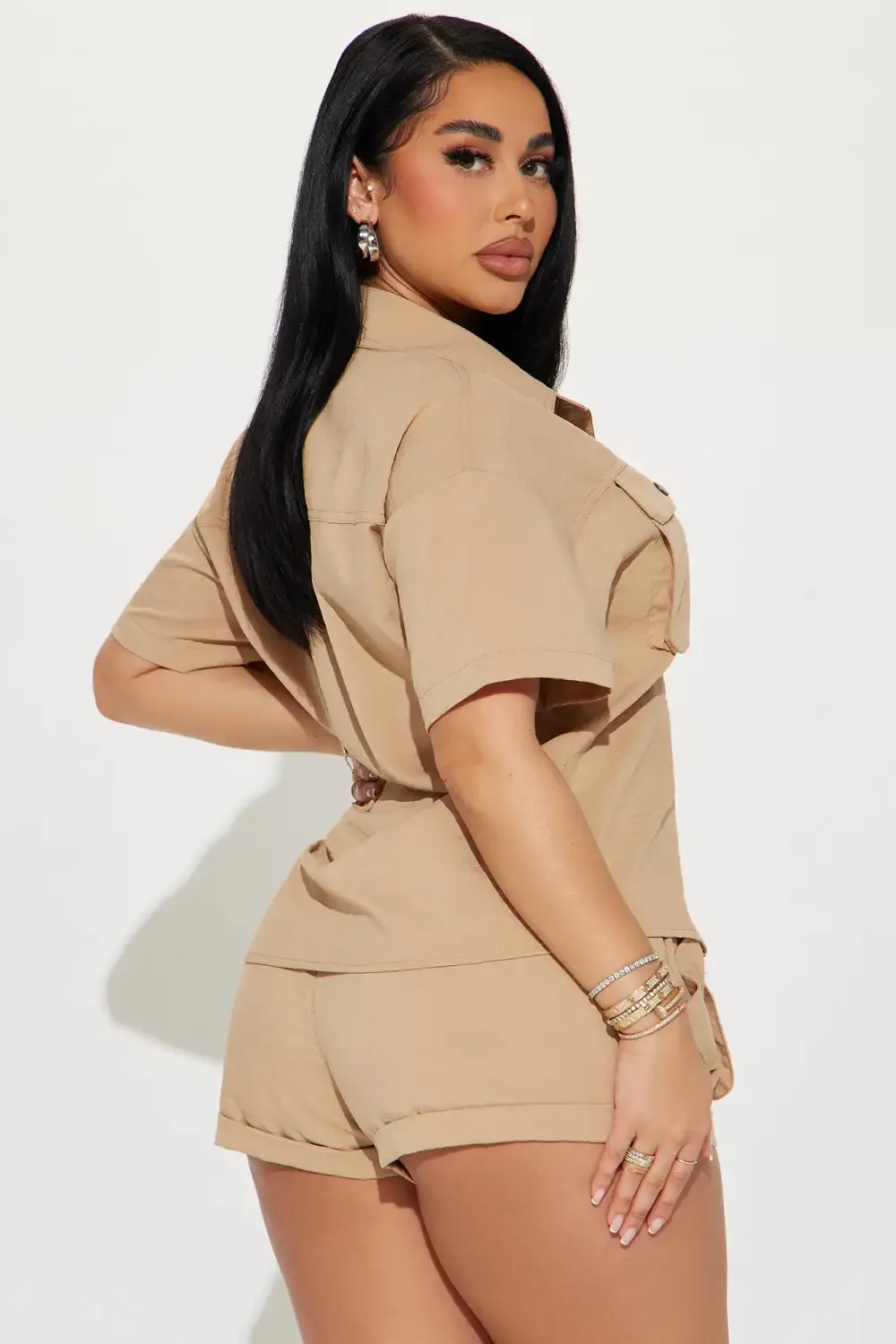 Chloe Cargo Short Set - Taupe