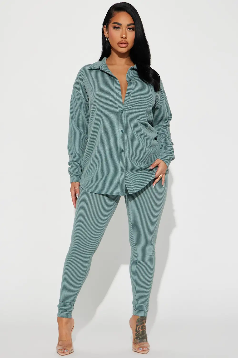 Maddie Ribbed Legging Set - Sage