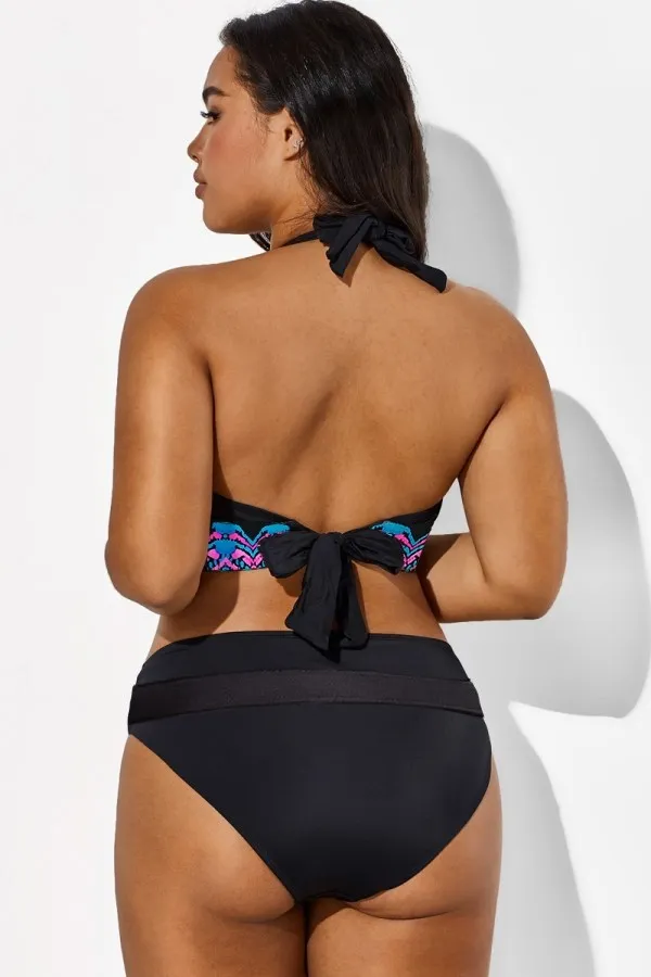 Gorgeous Printed V-Neck Halter Sexy Bikini Top