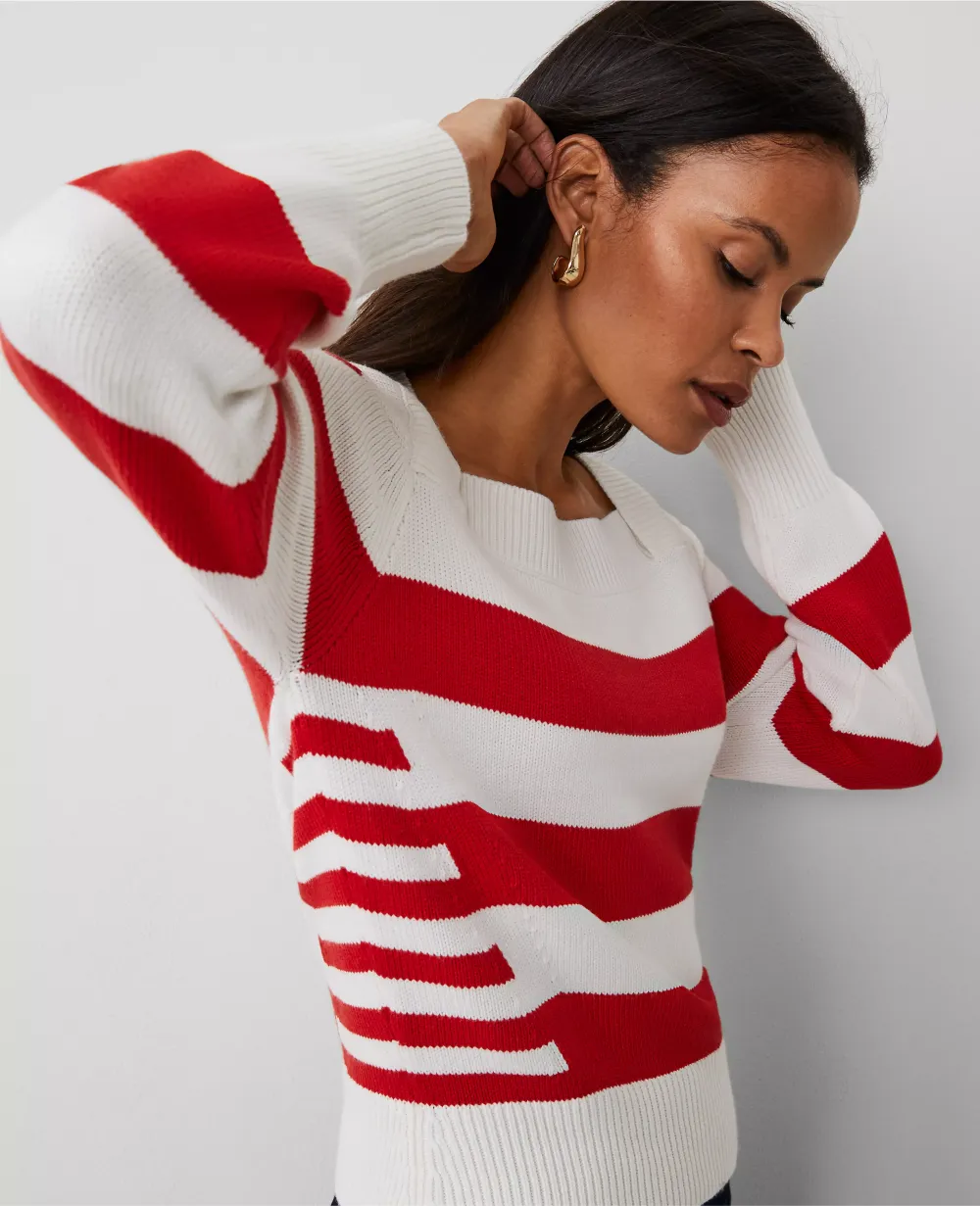 Striped Envelope Neck Sweater