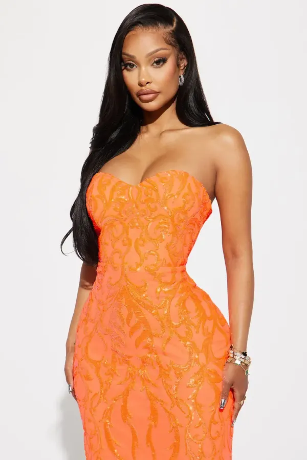 Tifany Sequin Midi Dress - Orange