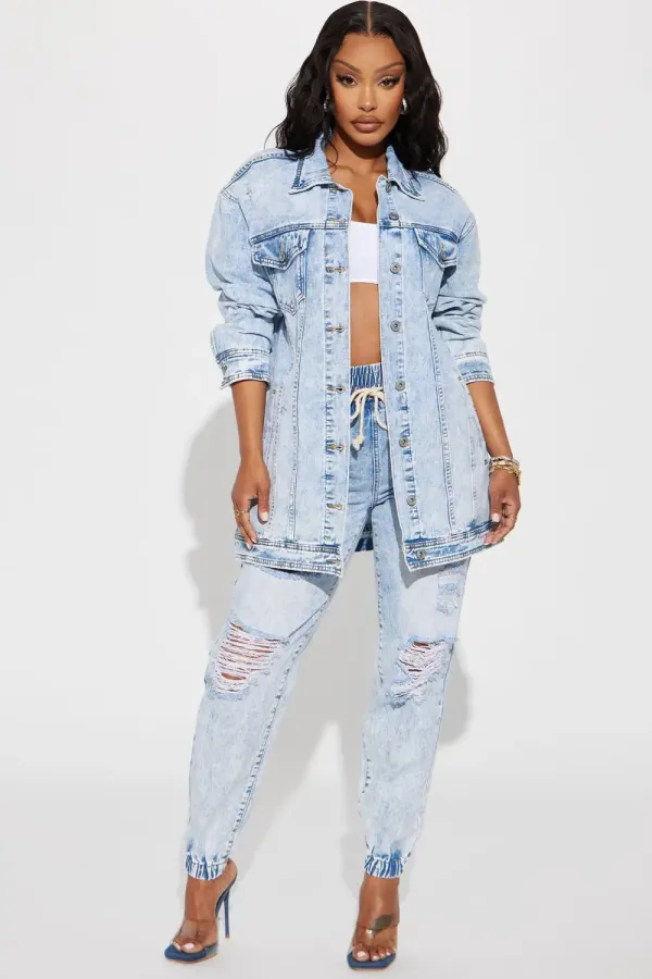 Most Wanted Stone Wash Denim Boyfriend Trucker Jacket- Stone Blue Wash