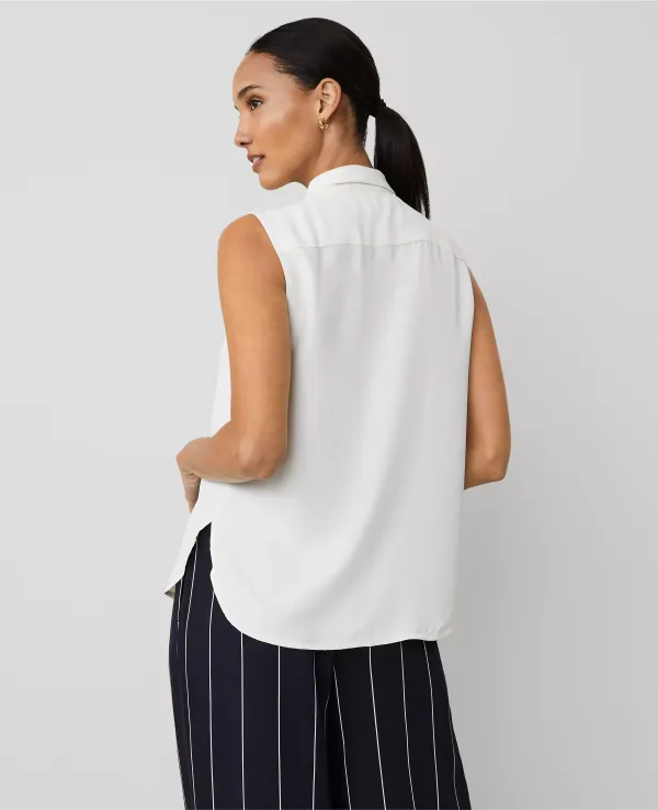 Shirred Yoke Sleeveless Shirt
