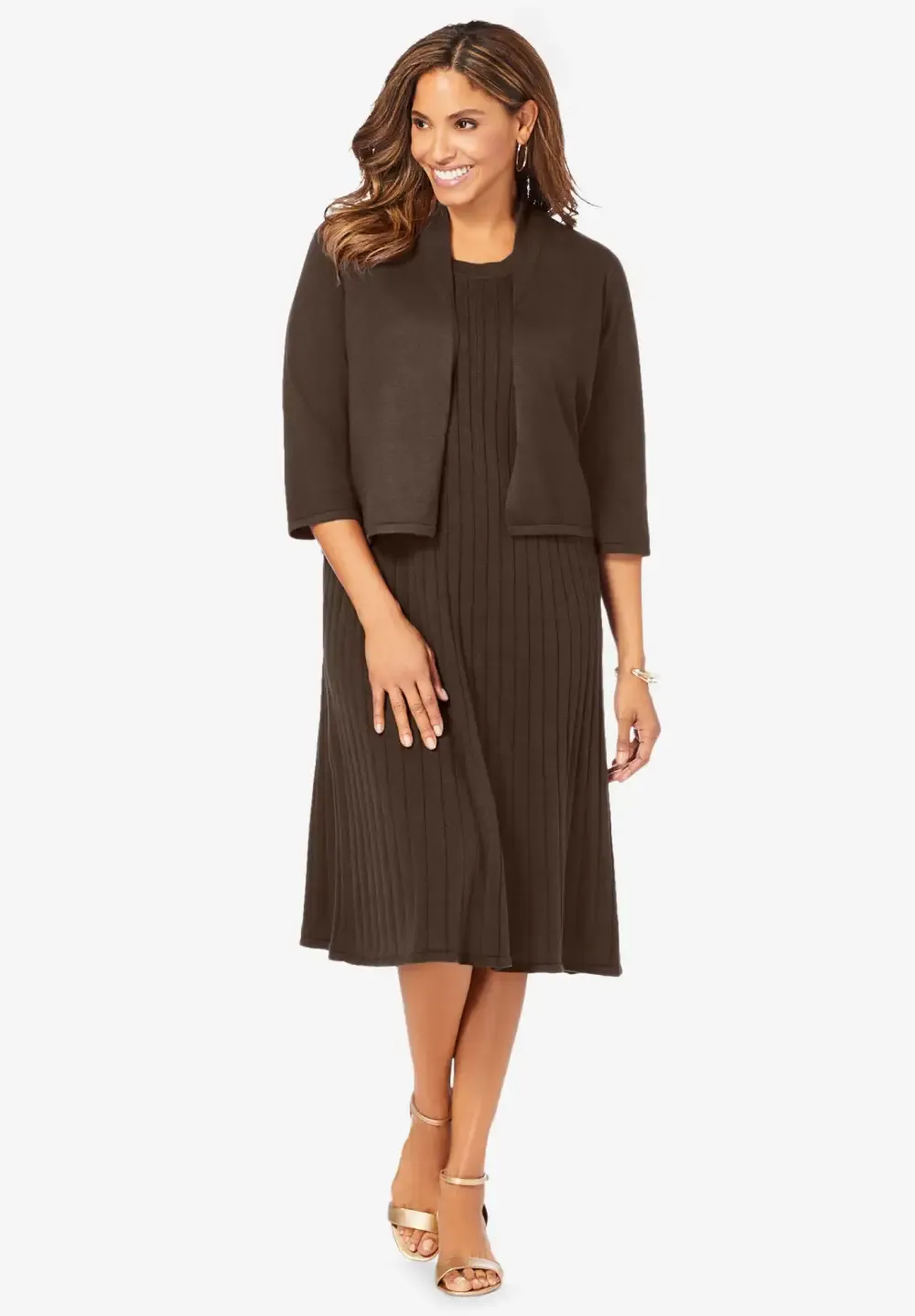 2-Piece Sweater Jacket Dress