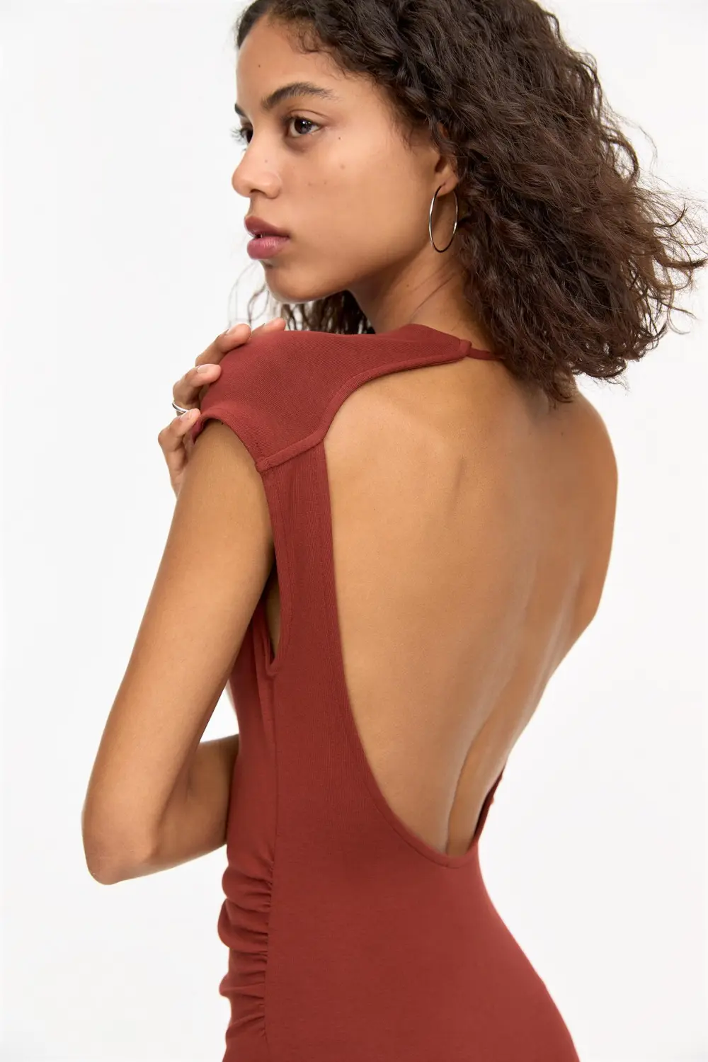 Vestido midi frunces