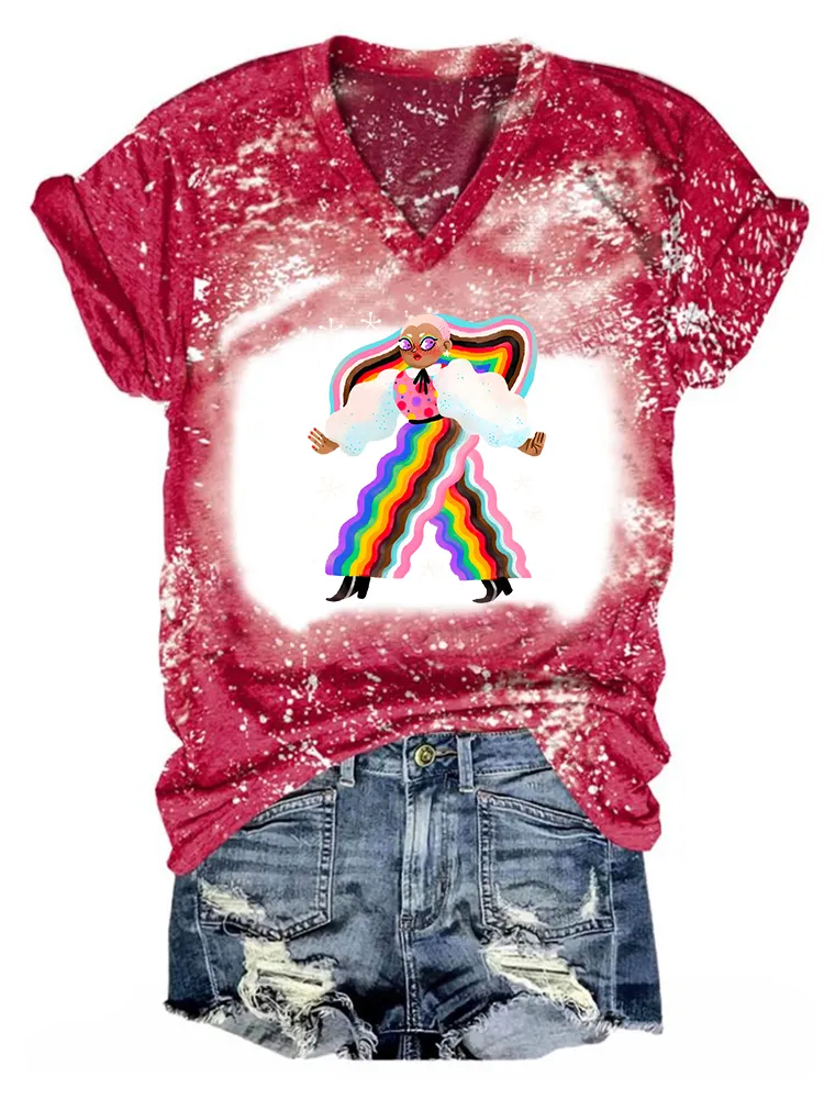 Women'S Proud Moon-Collar T-Shirt With Cartoon Pattern Print