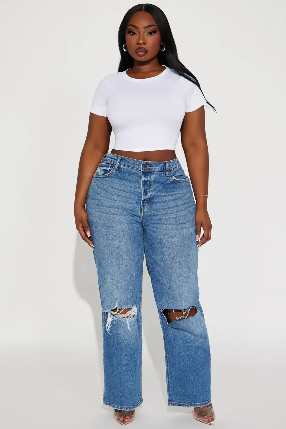 Cut Above The Rest Ripped Straight Leg Jeans - Medium Wash