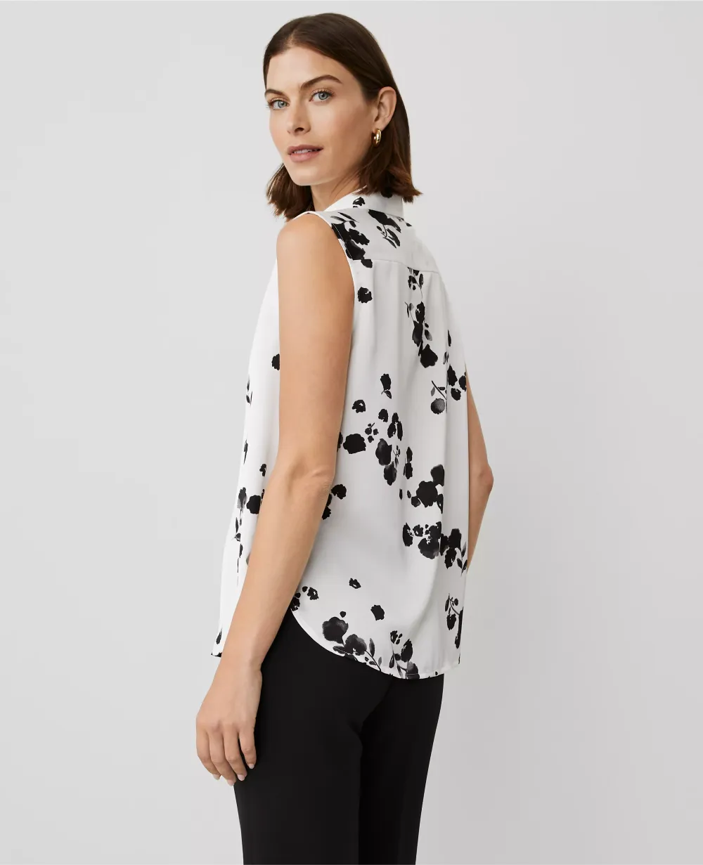 Floral Satin Sleeveless Shirt