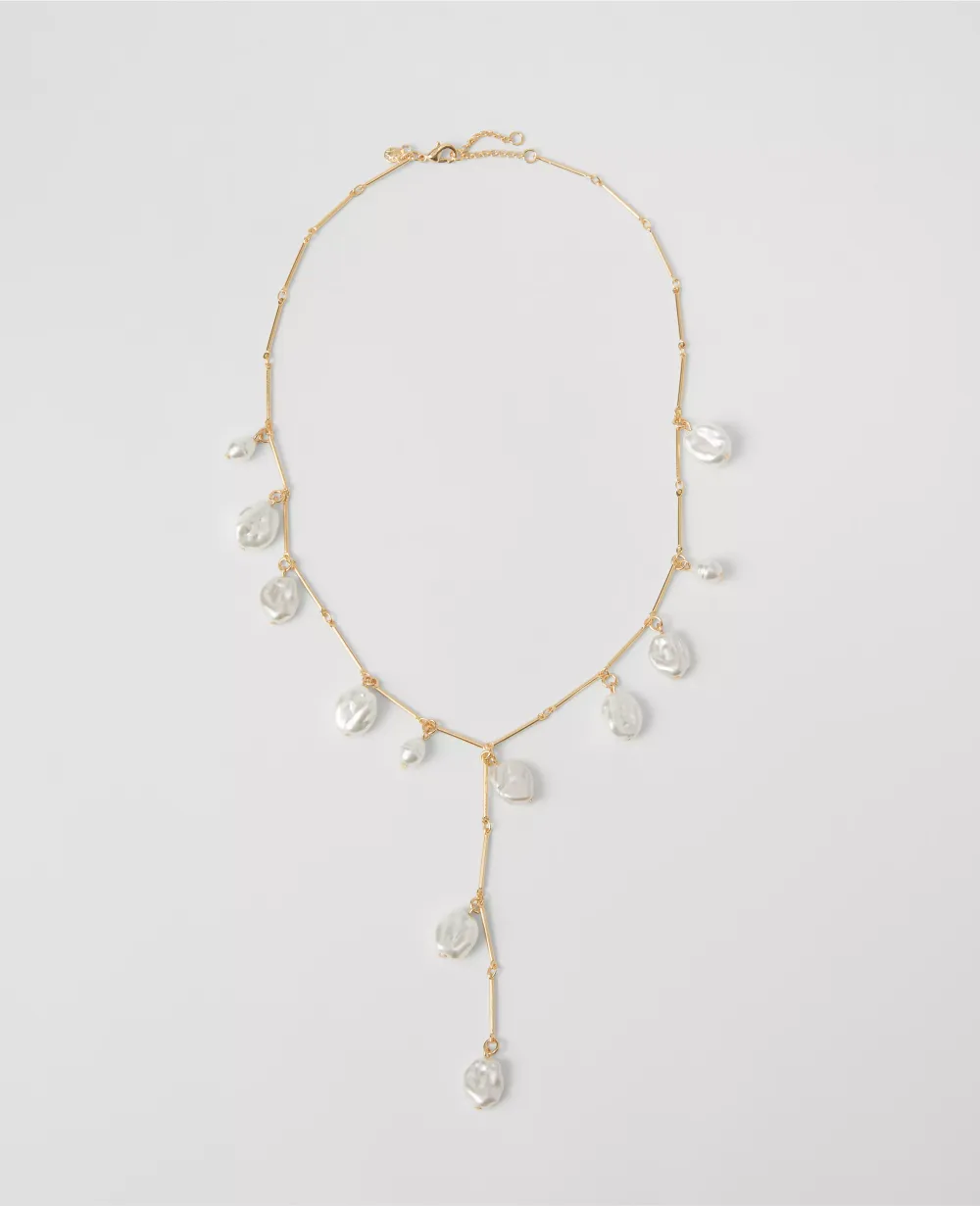 Pearlized Lariat Necklace