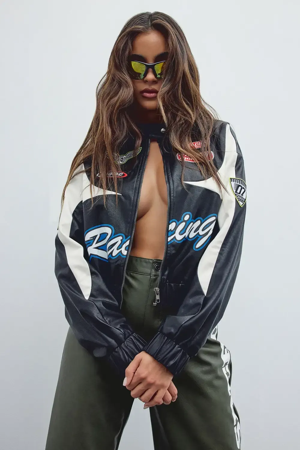Racer Girl Bomber Jacket - Black/combo