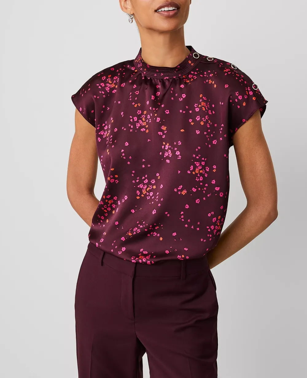 Floral Shoulder Button Top
