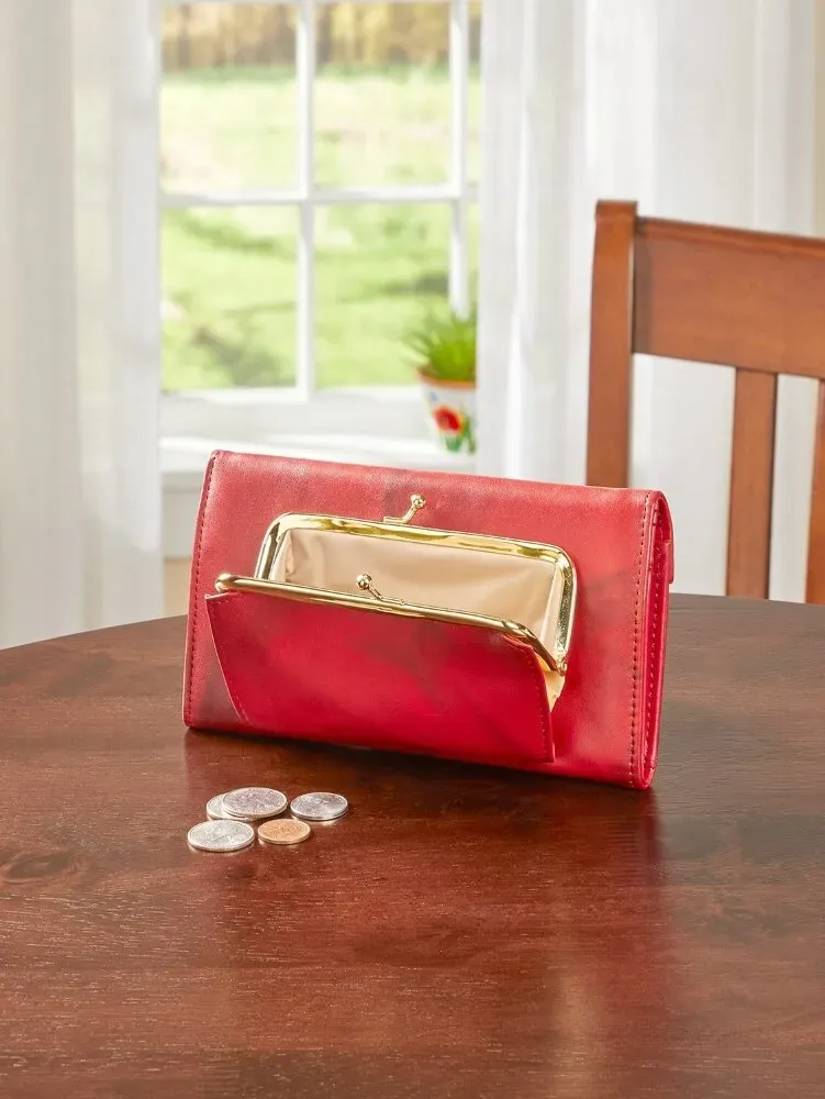 Women's Leather RFID-Blocking Organizer Clutch