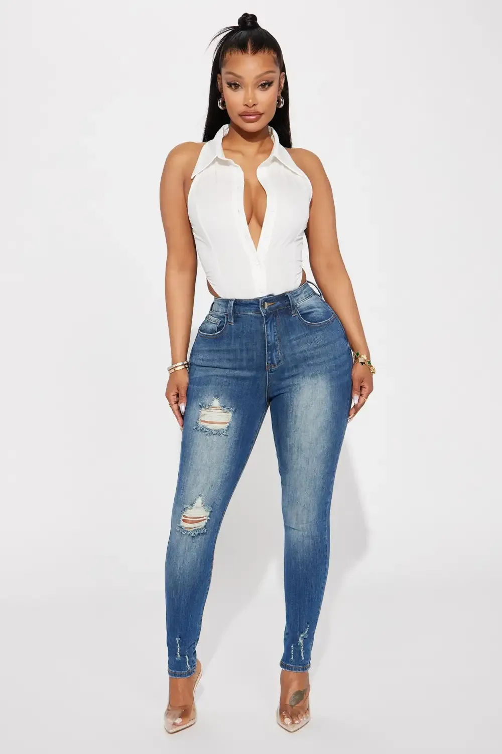 Dream Girl High Rise Skinny Jeans - Medium Blue Wash