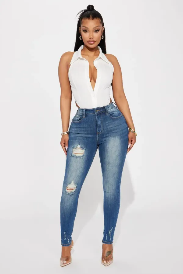 Dream Girl High Rise Skinny Jeans - Medium Blue Wash