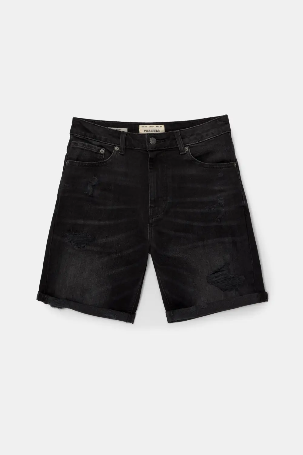 Ripped denim Bermuda shorts