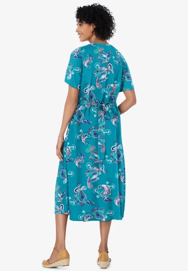 Short-Sleeve Button-Front Dress