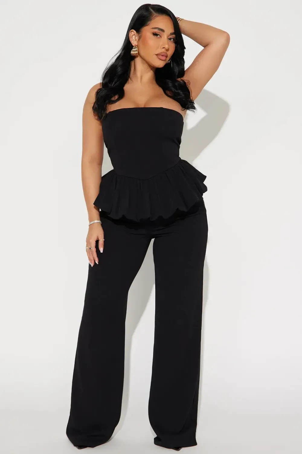 Dream Life Peplum Jumpsuit - Black