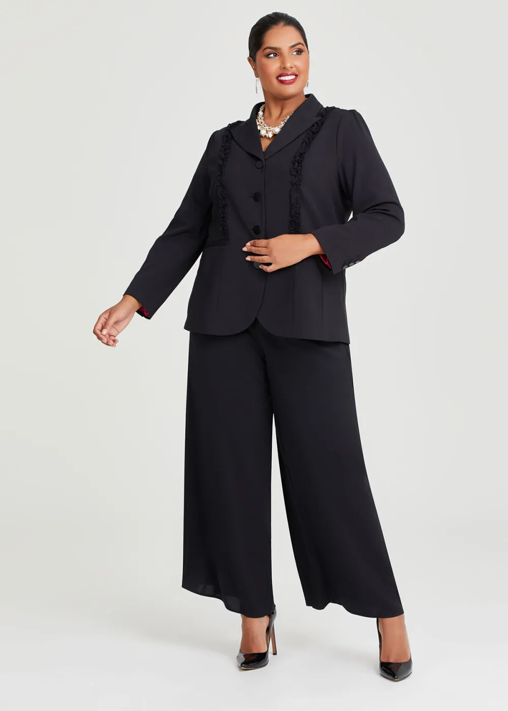 Aria Ruffle Suit Jacket