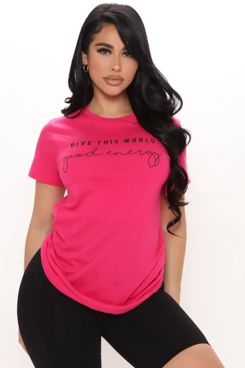 Give This World Good Energy Short Sleeve Top - Pink