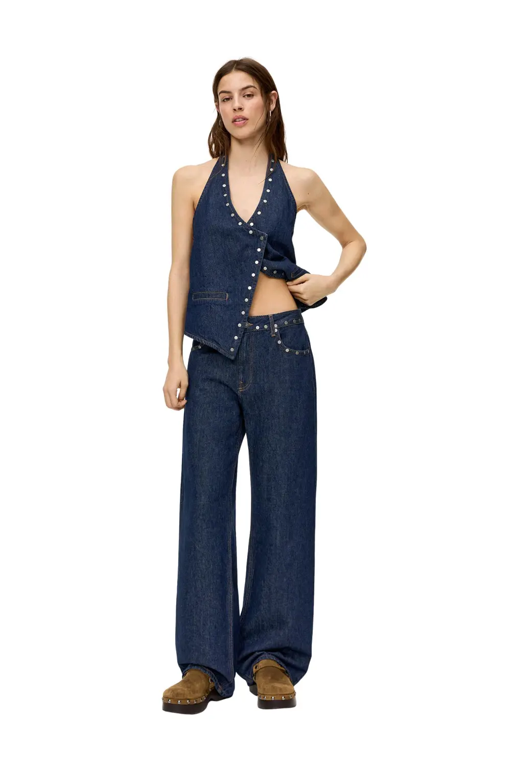 Jeans rectos tachas