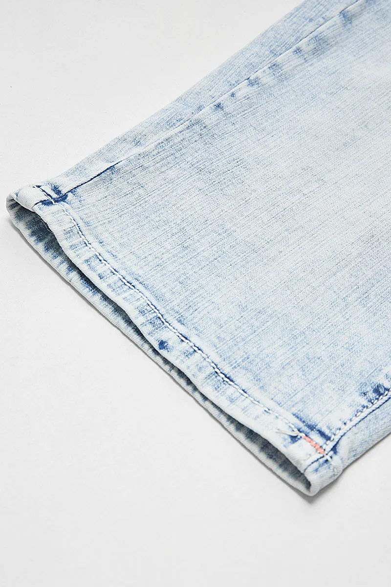 Washed Flap Pocket Mid Rise Denim Bermuda Shorts
