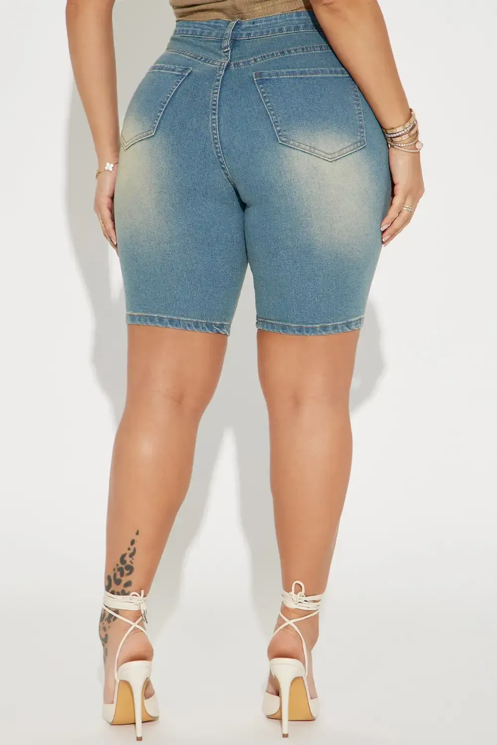 Shocker Tinted Stretch Denim Bermuda Shorts - Medium Wash