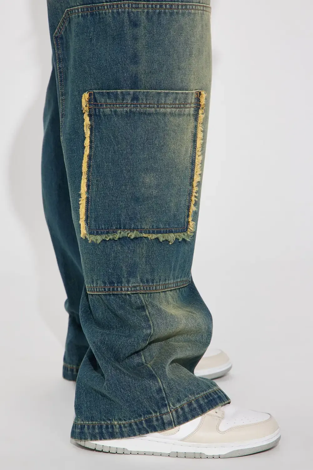 Wherever Whenever Non Stretch Tinted Wide Leg Cargo Jean - Dark Wash