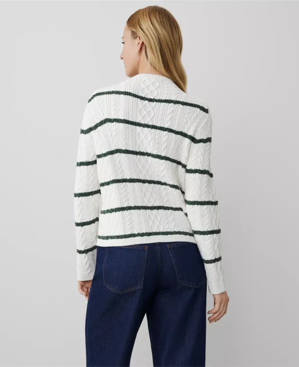 Striped Mixed Cable Sweater