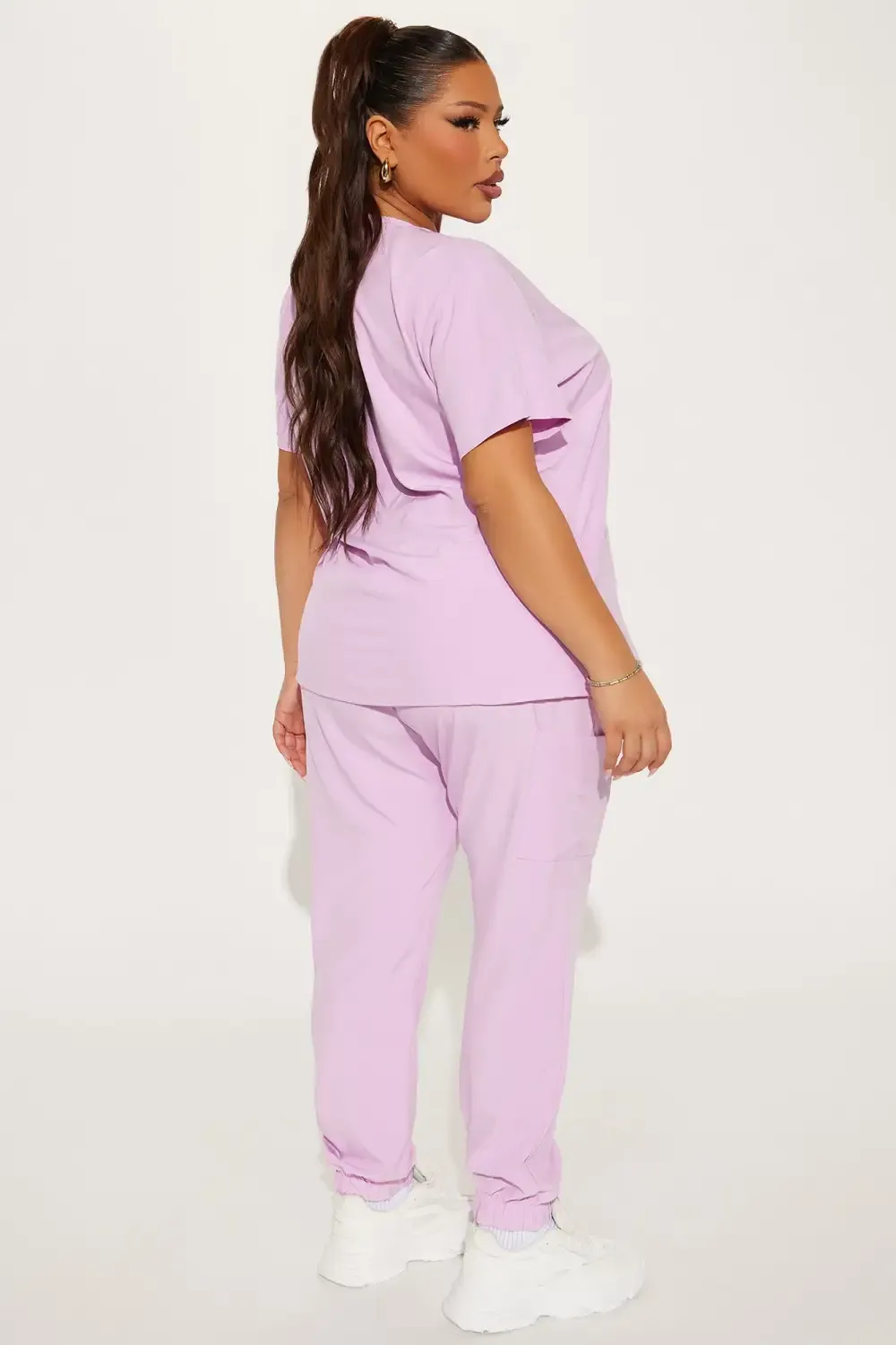 Working On It Stretch Uniform Scrub Jogger Set - Lilac